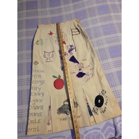 Vintage 1959 Senior Cord Skirt And Jacket Set Hand Drawn High School 50s 60s - Picture 6 of 16